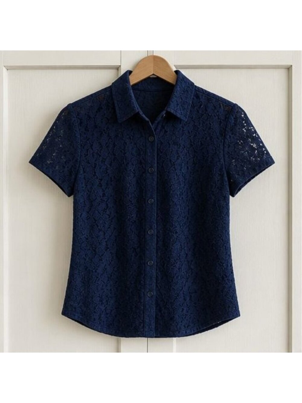Navy Peplum Top